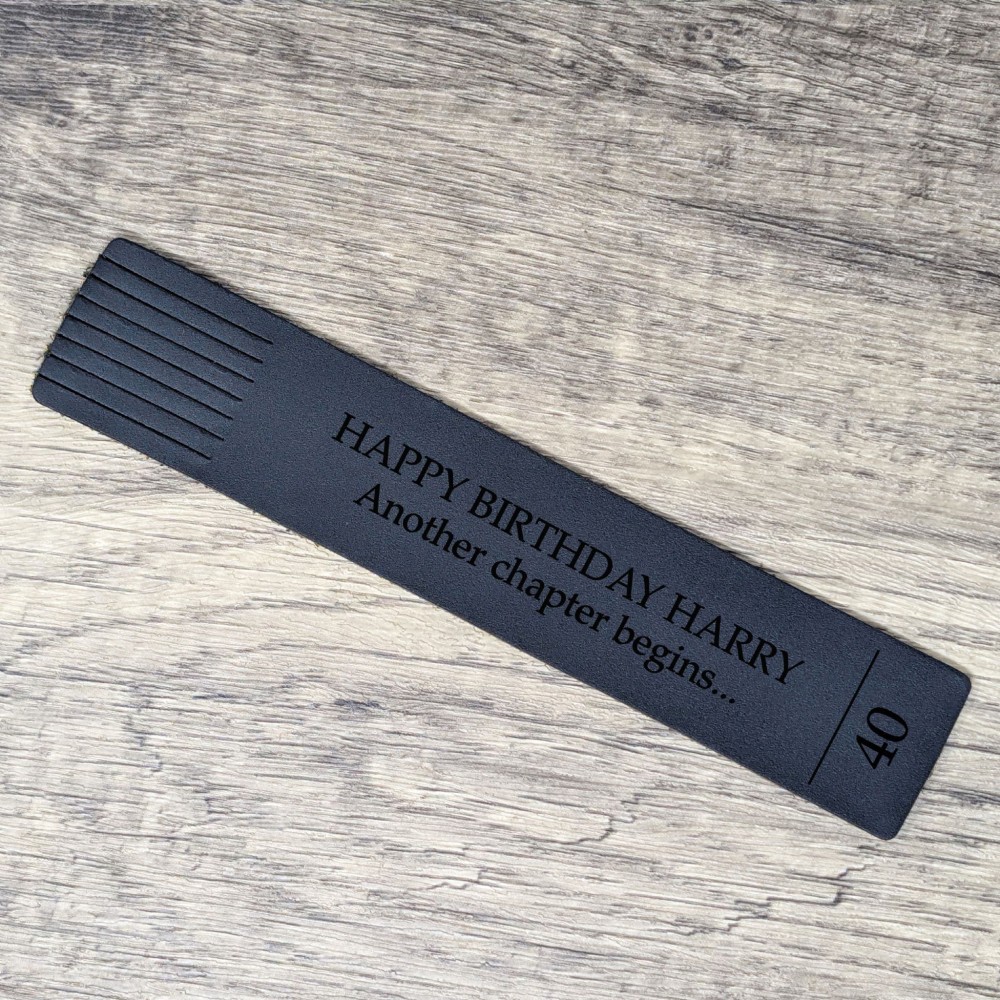 &Another Chapter Begins& Personalised Birthday Real Leather Bookmark ...
