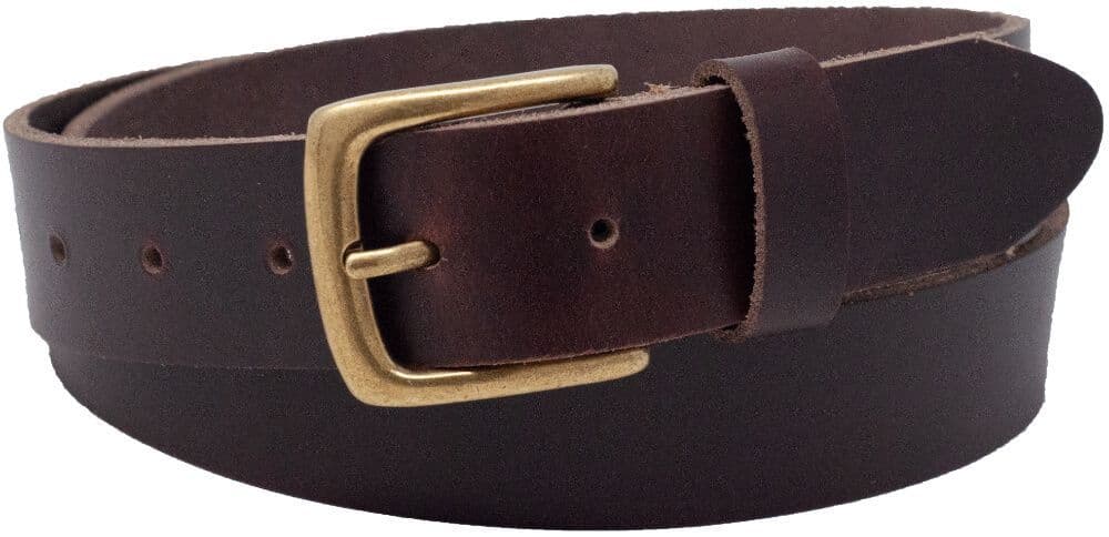Ashford Ridge Full Hide Leather Belt - 34mm Width, Brass Buckle, Made In England (Vintage Brown, Large 36-40 Waist) - View #2