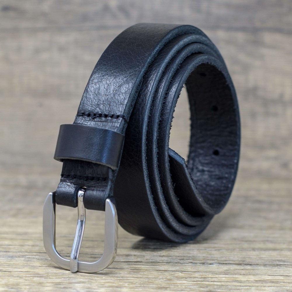 Toneka Men's Full Grain Leather Belt With Lace Loop - Casual Jean & Work Belt, Brushed Nickel Buckle