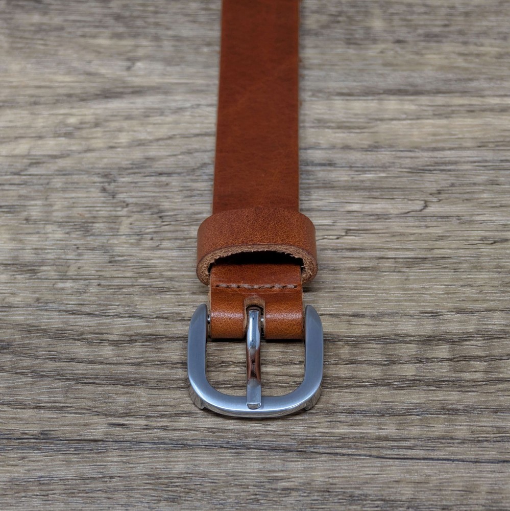 Ceinture En Cuir Véritable Barrett Italie - Boucle Argentée, Couleur Tan Naturel, Tailles 42-44