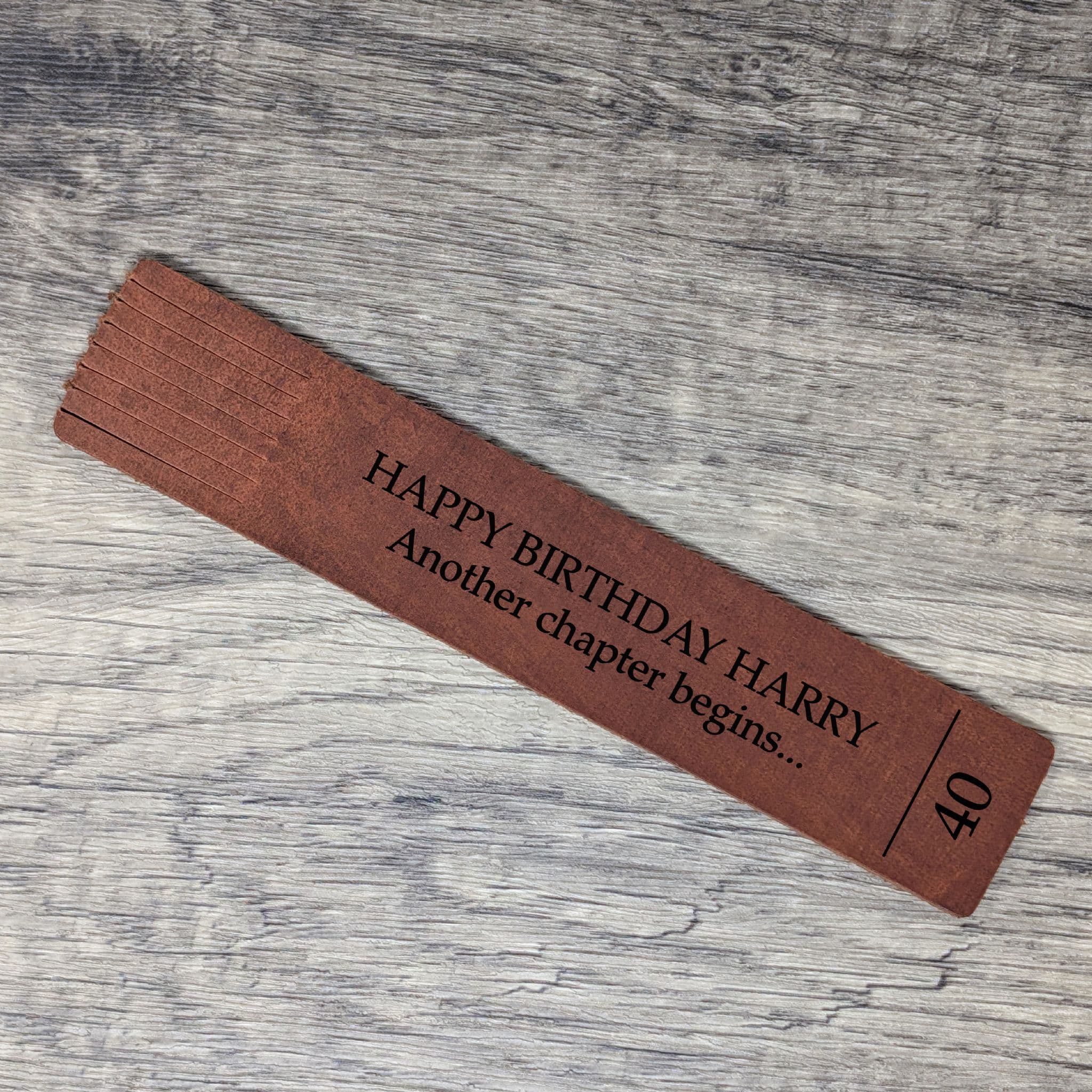 &Another Chapter Begins& Personalised Birthday Real Leather Bookmark ...