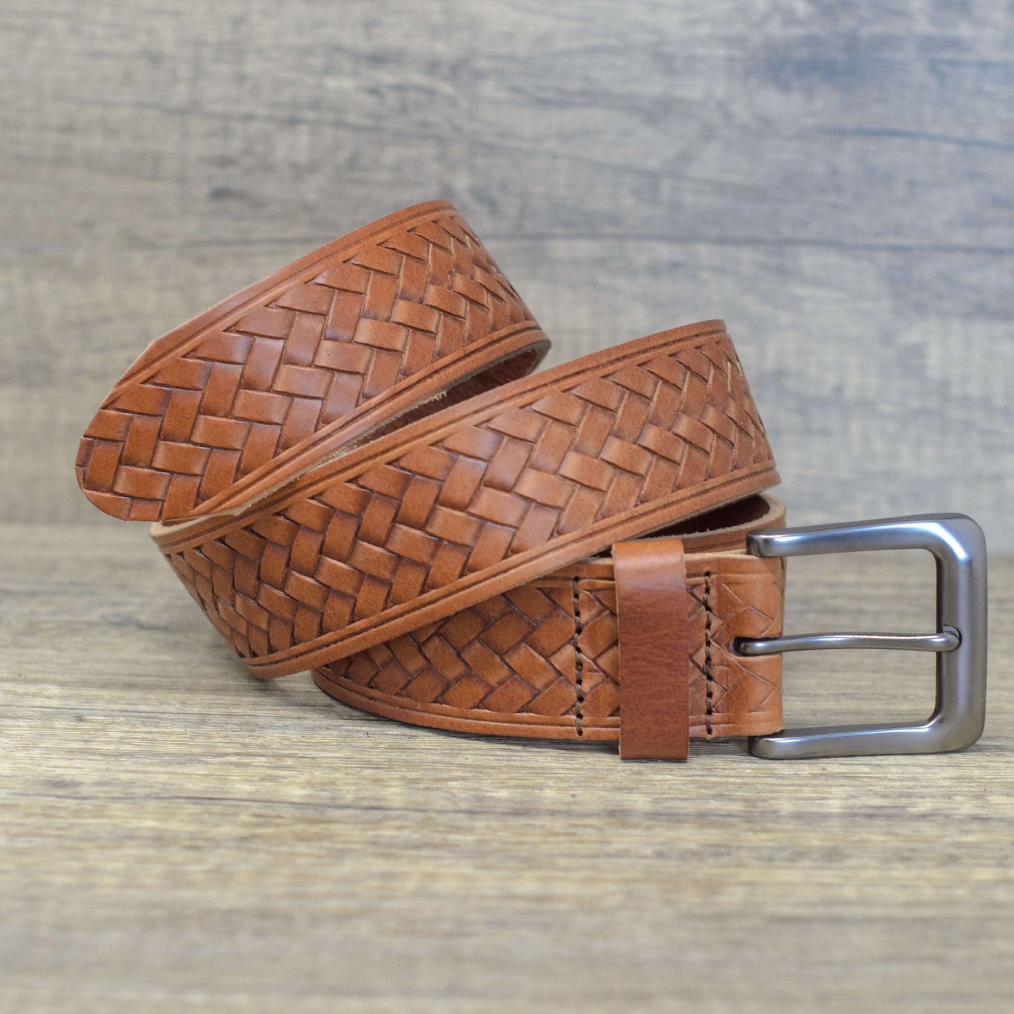 leather weave belt
