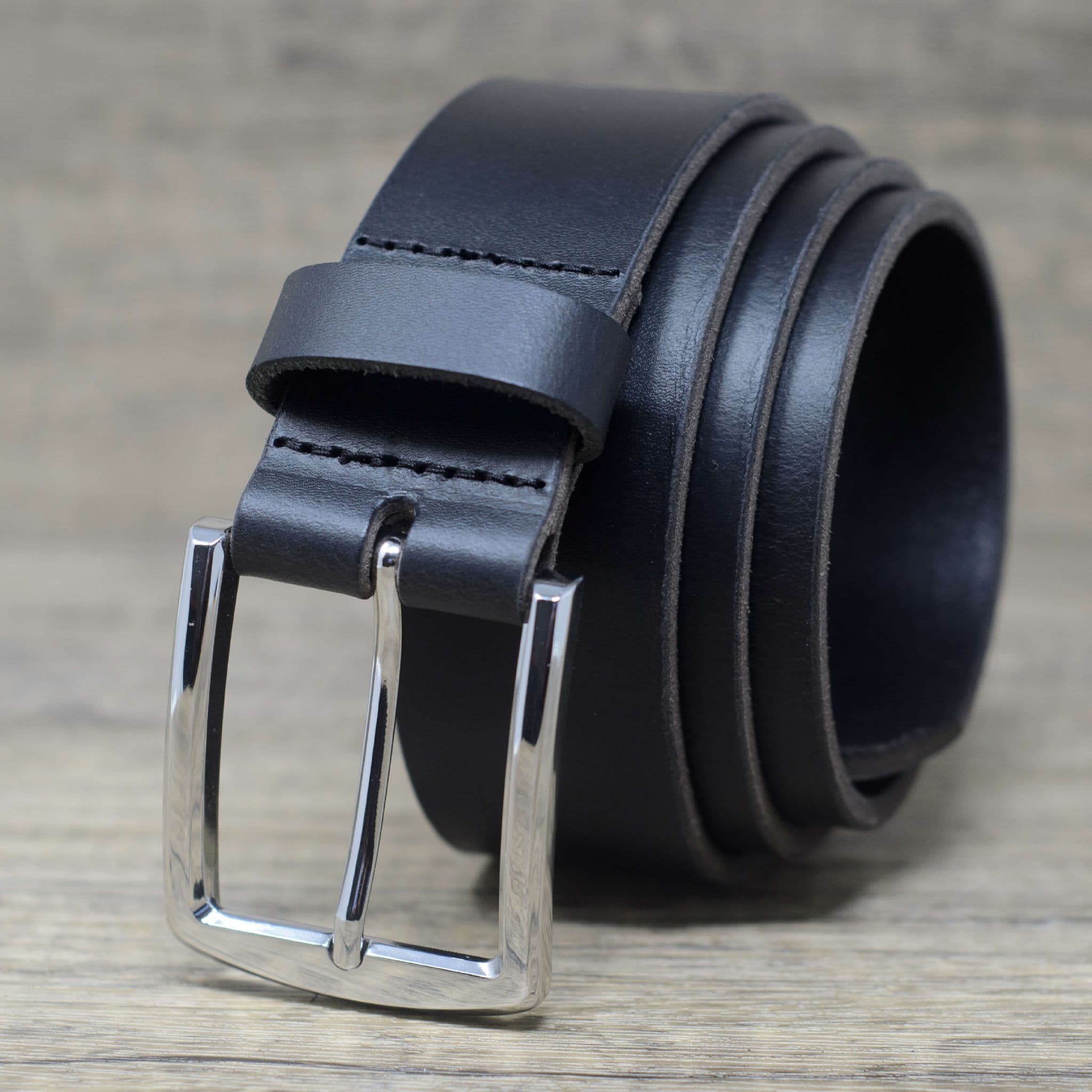 40mm Real Full Grain Mens Leather Belt with Silver Colour Buckle