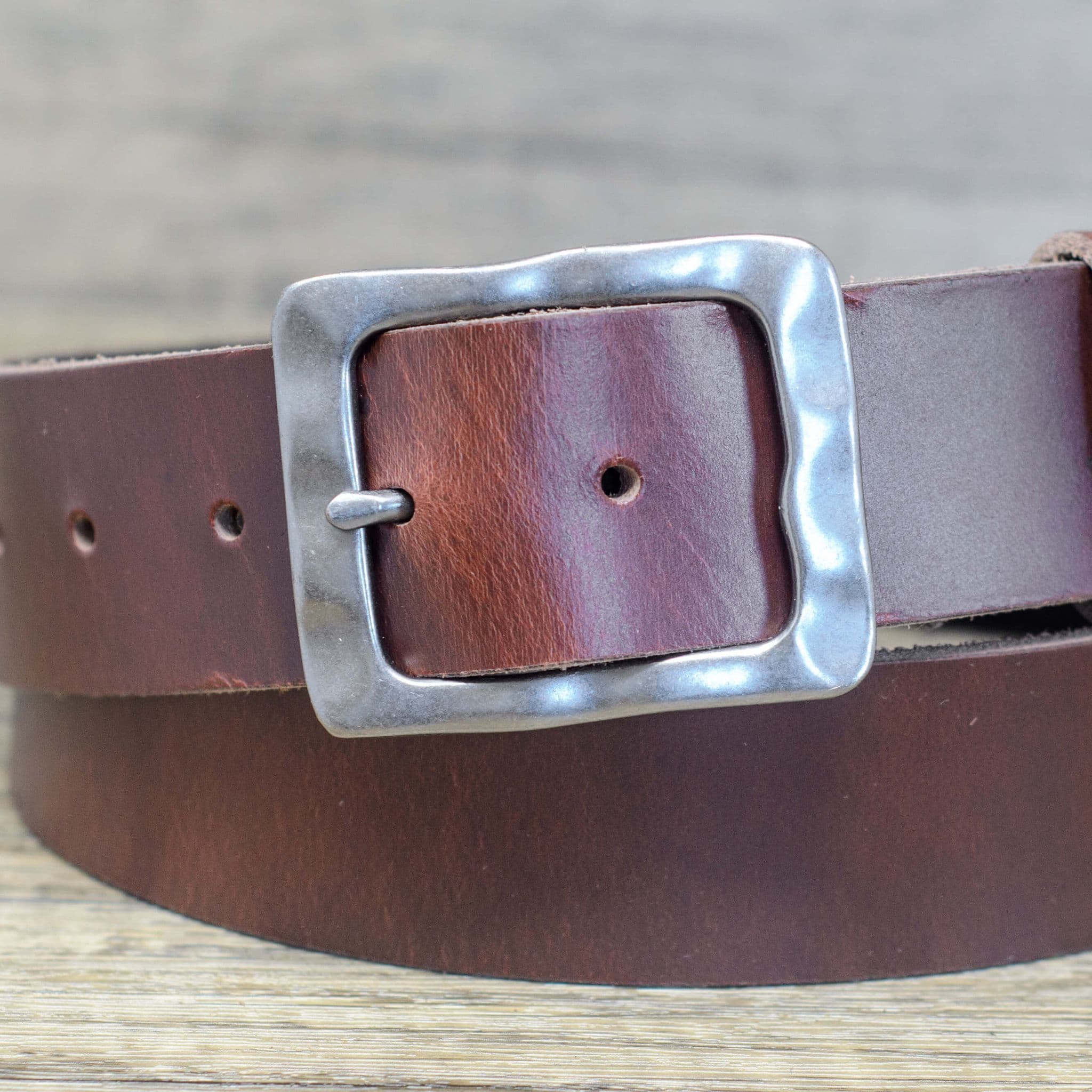 40mm Real Full Grain Mens Leather Belt with Vintage Buckle