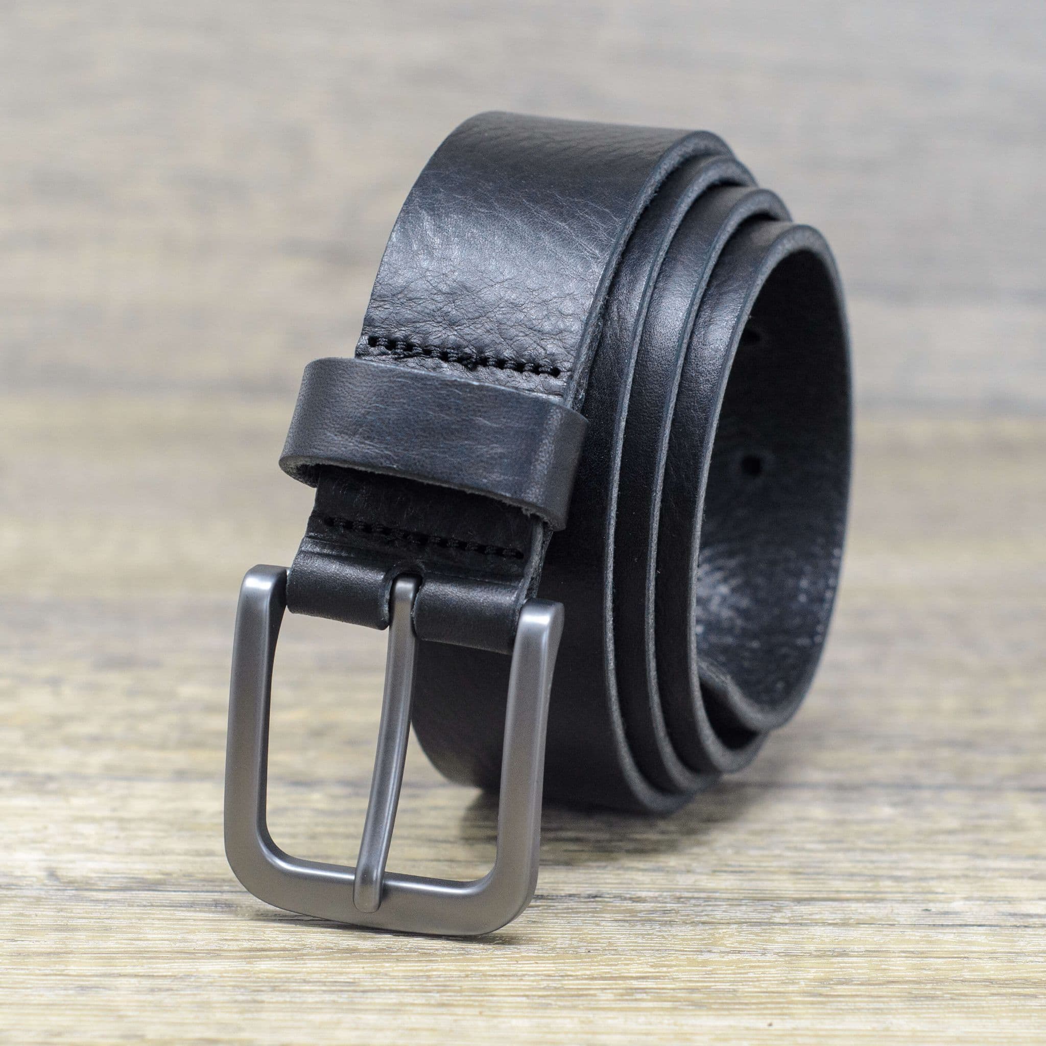 Italian 35mm Real Full Grain Leather Belt Black Ashford Ridge