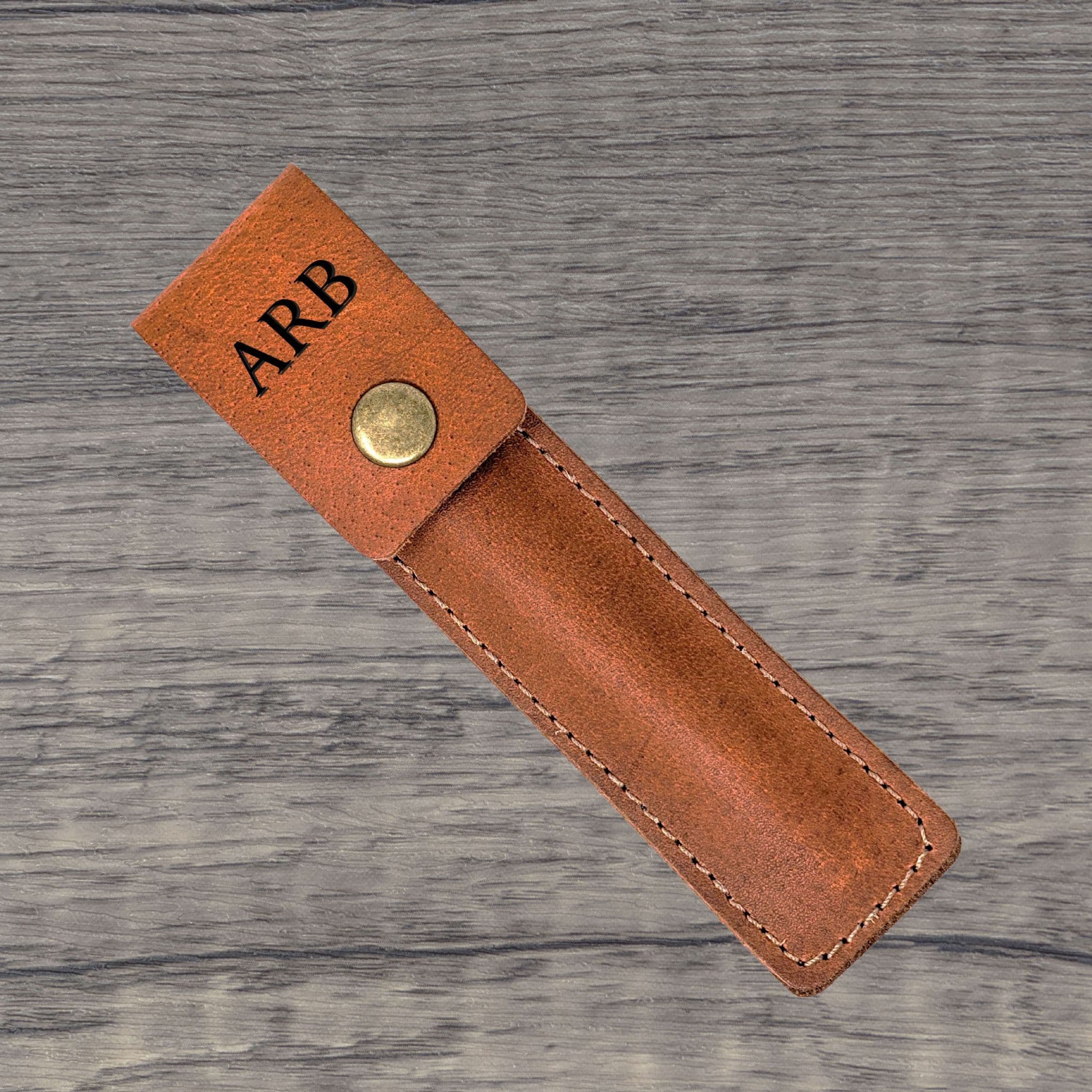 Personalised Real Leather Pen Holder Case Pouch in Tan - Ashford Ridge