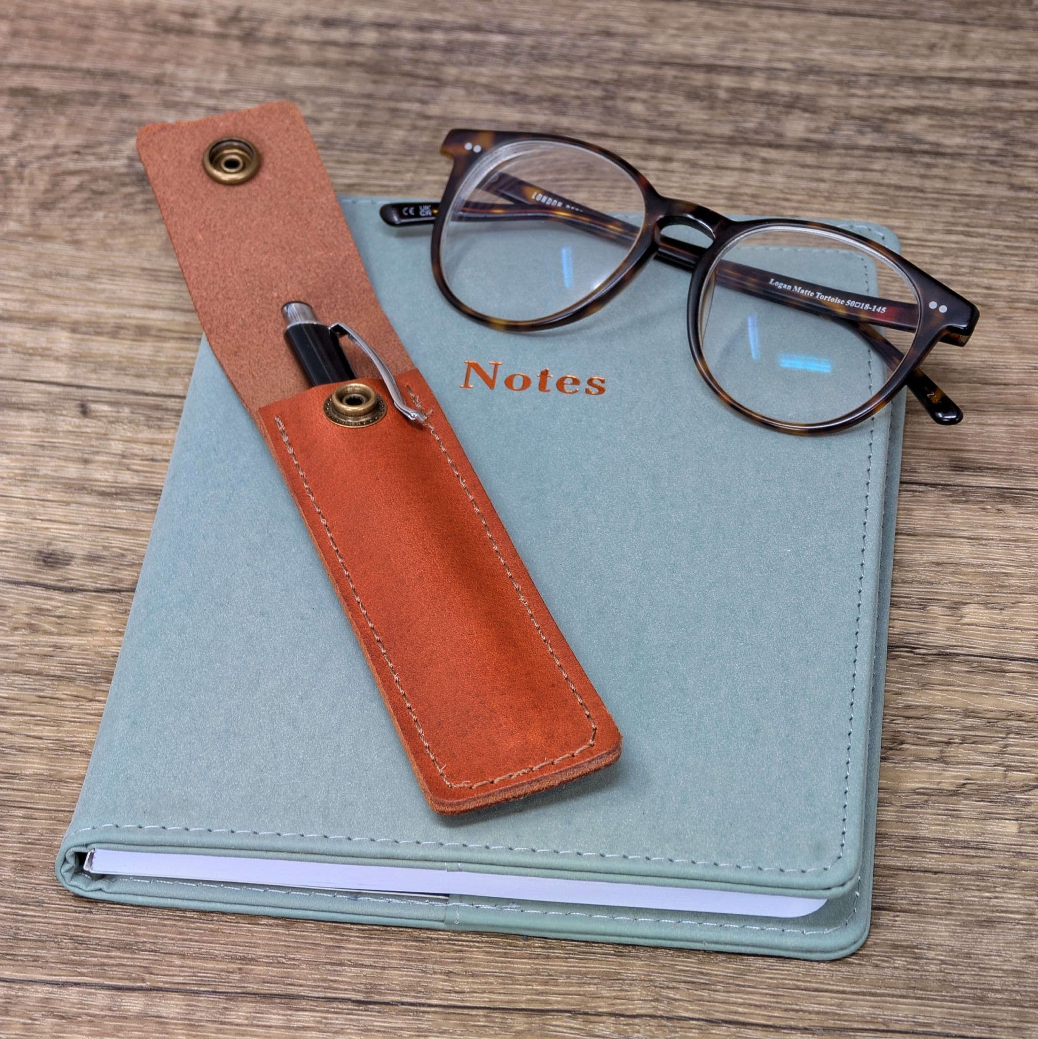 Personalised Real Leather Pen Holder Case Pouch in Tan - Ashford Ridge