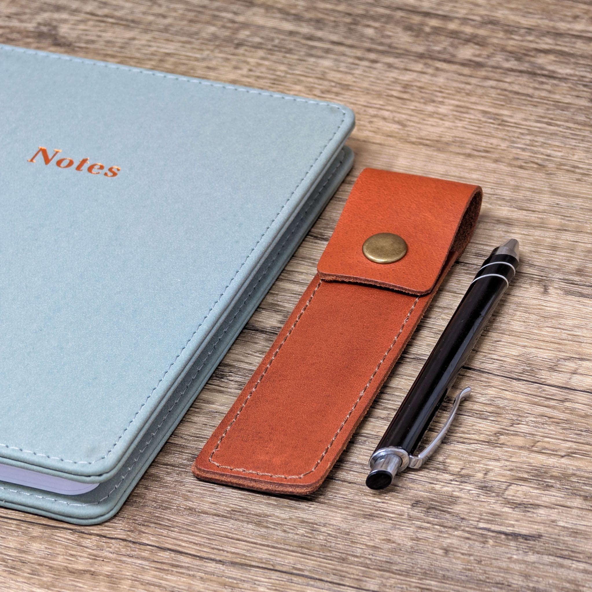 Personalised Real Leather Pen Holder Case Pouch in Tan - Ashford Ridge