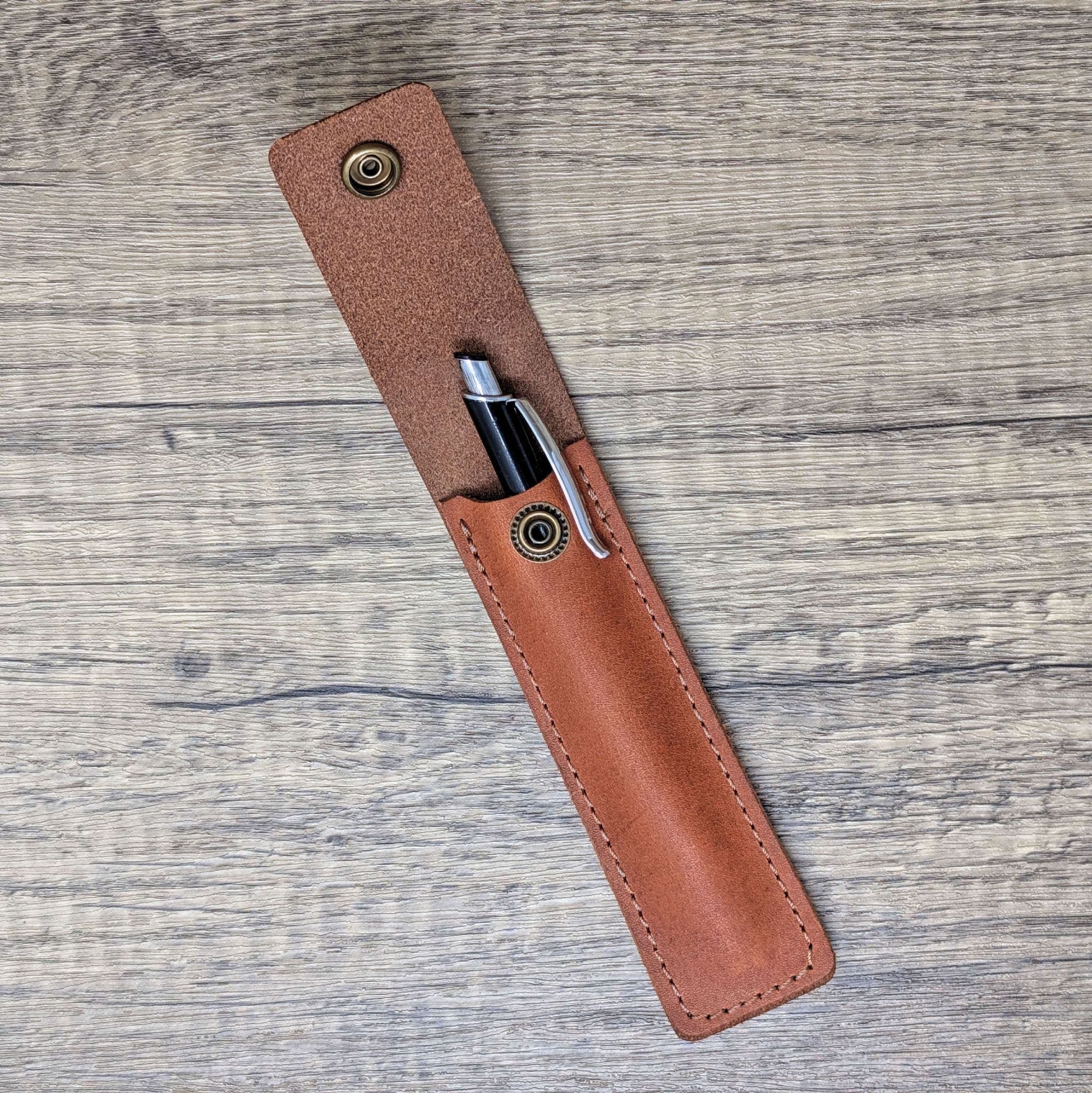Personalised Real Leather Pen Holder Case Pouch in Tan - Ashford Ridge