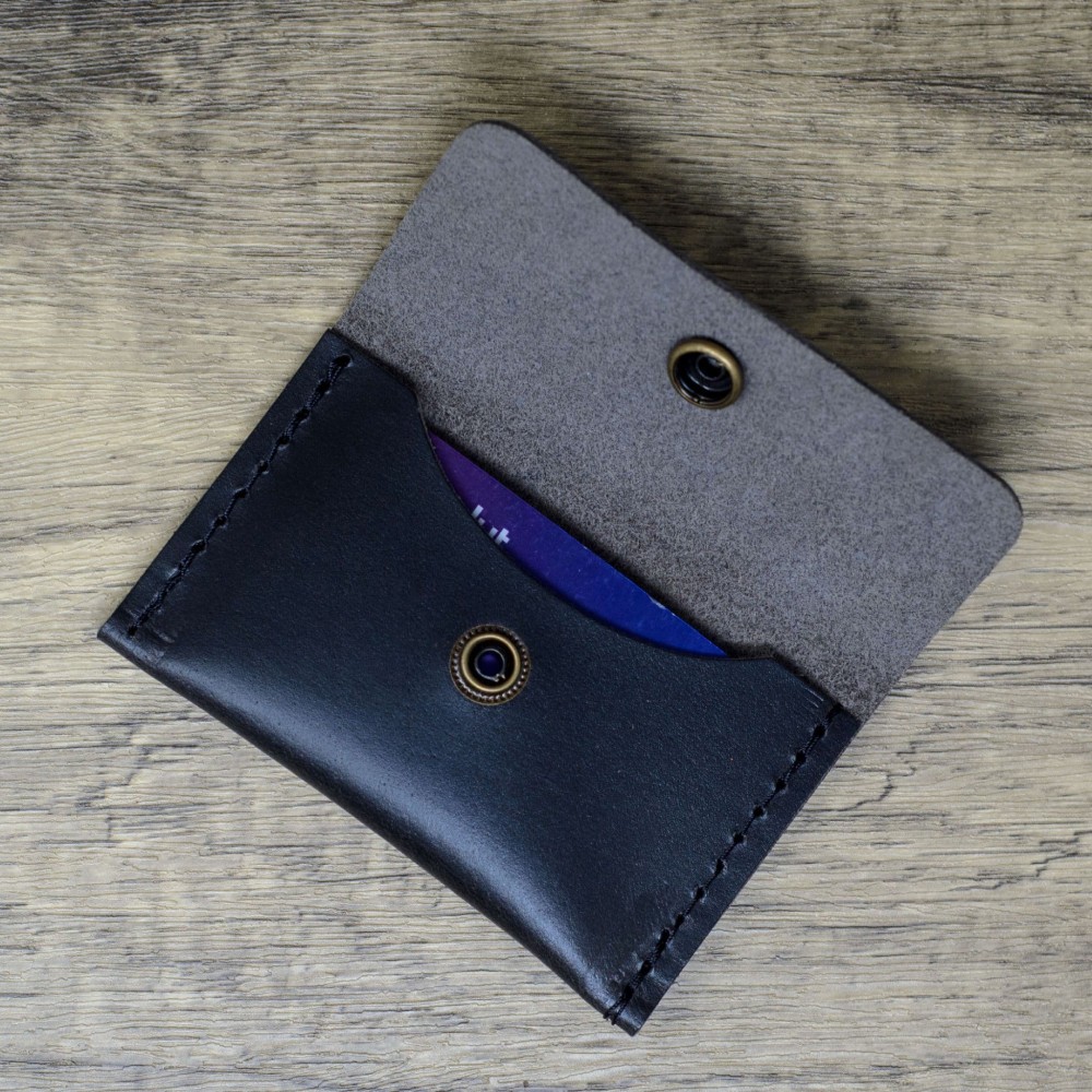 Personalisable Full Leather Card Holder Wallet - Black