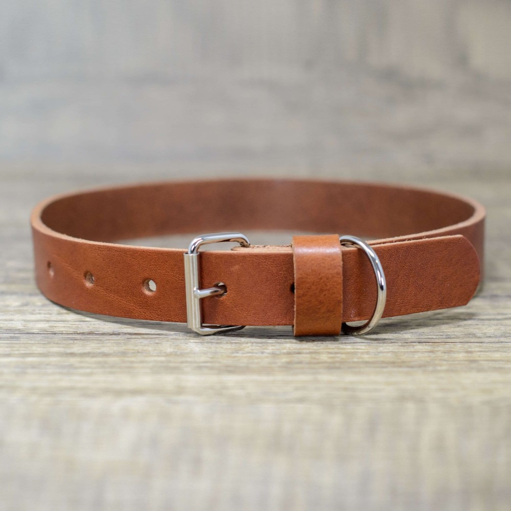 Personalised Italian Leather Dog Collar - Tan - Ashford Ridge